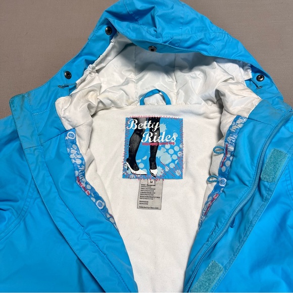 Betty Rides Women’s Snowboard Jacket Blue Hooded Insulated Snow Ski Coat Size M - Picture 6 of 16